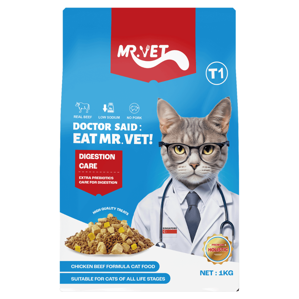 อาหารแมวผสมฟรีซดราย MR.VET สูตร T1 HOLISTIC รสไก่และเนื้อวัว 1 กก._0